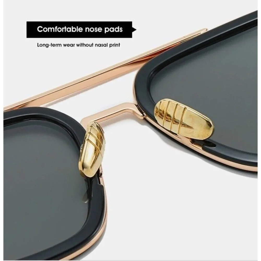 Square Sunglasses Metal Frame Comfortable Nose Pads for Men UV400 Lentes‎ Gafas